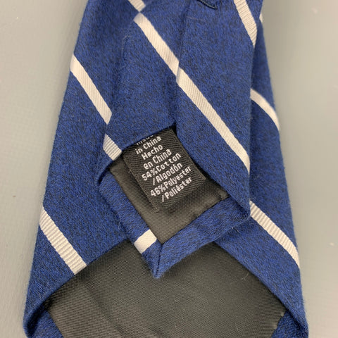 CROFT & BARROW Navy & White Diagonal Stripe Cotton Blend Tie