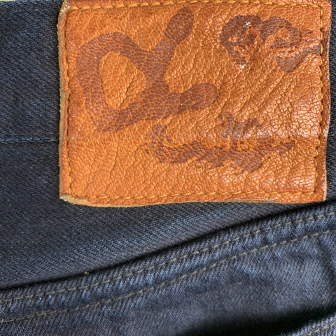 45rpm Size 34 x 35 Indigo Navy Dyed Cotton Button Fly Jeans