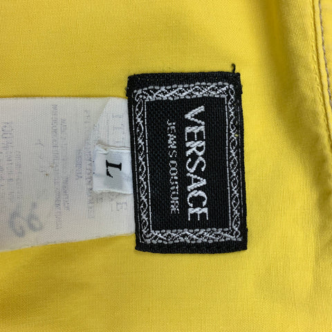 Vintage VERSACE JEANS COUTURE Size L Yellow Contrast Stitch Cotton Long Sleeve Shirt