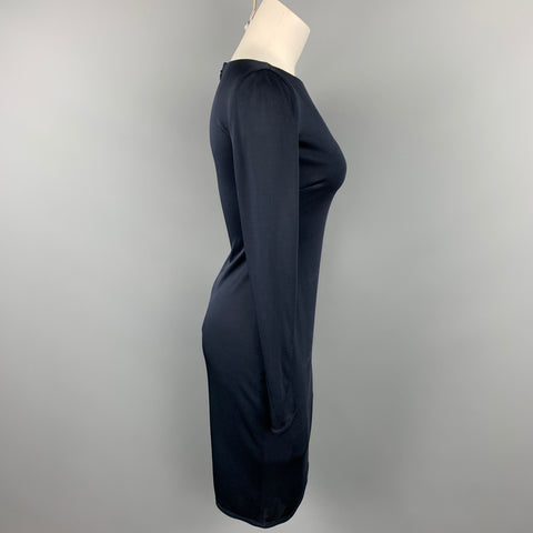 RALPH LAUREN Black Label Size 0 Navy Viscose Boat Neck Dress