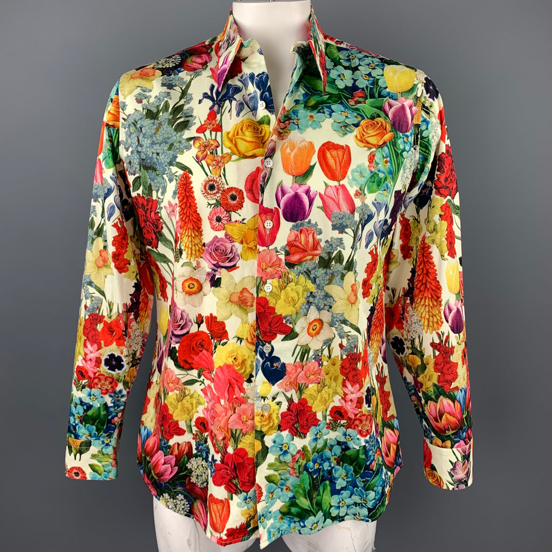 PAUL SMITH Size L Multi-Color Floral Cotton Button Up Long Sleeve Shirt