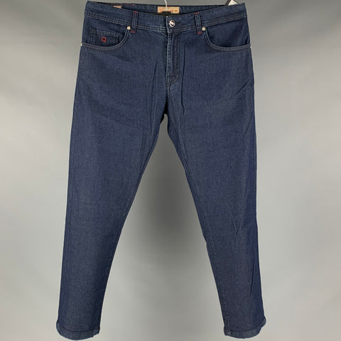 MARCO PESCAROLO Taille 34 Indigo Solid Denim Zip Fly Jeans