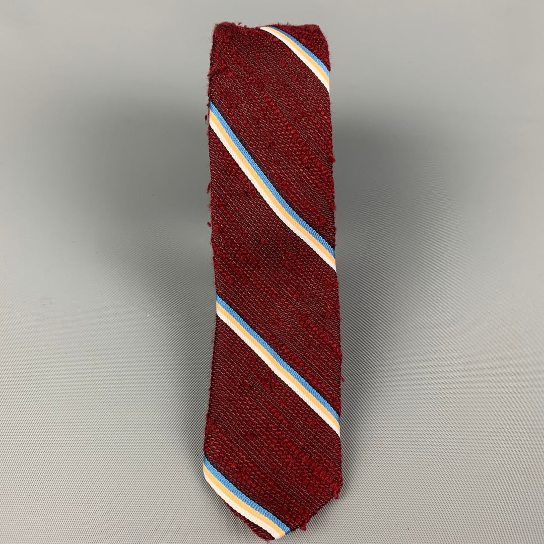 VISIONS Burgundy Diagonal Stripe Polyester Tie