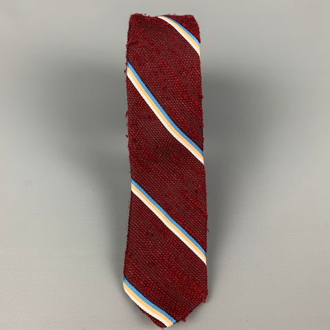 VISIONS Burgundy Diagonal Stripe Polyester Tie