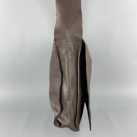JEAN PAUL GAULTIER Sac à bandoulière en cuir marron gaufré avec piercing de taureau