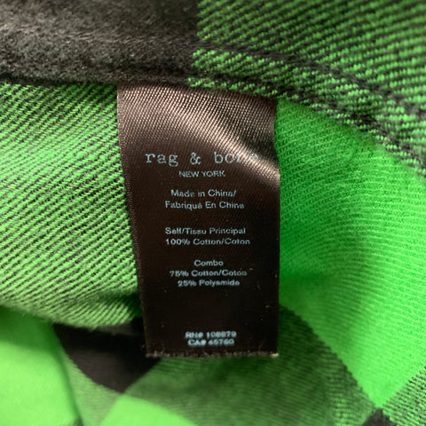 RAG & BONE Size L Green Black Buffalo Plaid Cotton Long Sleeve Shirt