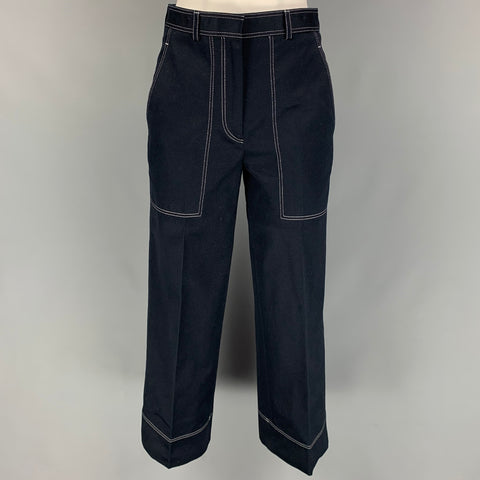 THOM BROWNE Pantalones casuales recortados de algodón azul marino Talla S