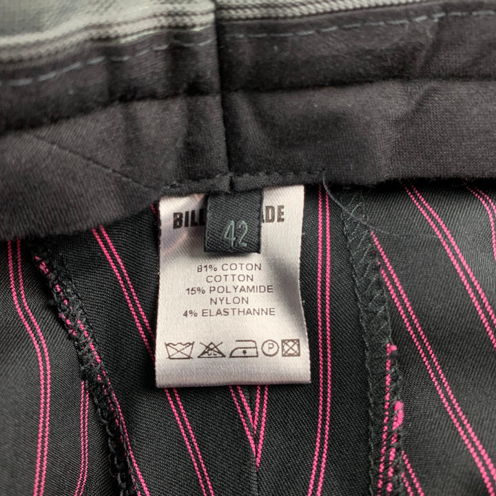 BILLTORNADE Size 32 Black & Pink Stripe Cotton Blend Zip Fly Dress Pants