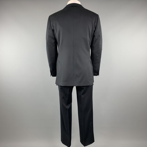ERMENEGILDO ZEGNA Size 38 Navy Solid Short Wool Notch Lapel 32 x 30 Suit