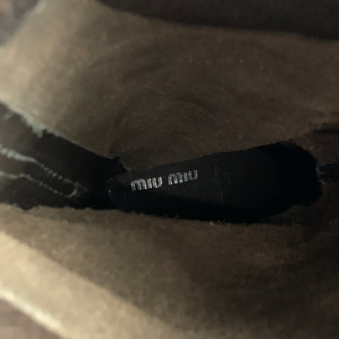 MIU MIU Size 7.5 Brown Pebble Grain Leather Boots