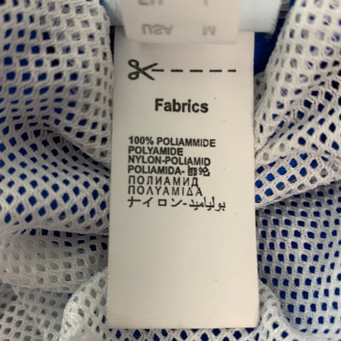 KENZO Size M Blue White Logo Nylon Elastic Waistband Swim Trunks