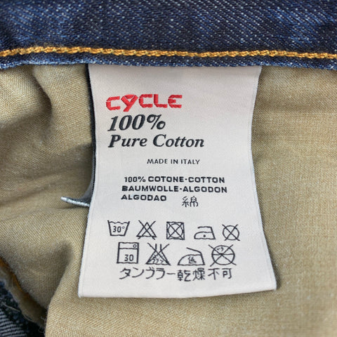 CYCLE Size 31 Indigo Contrast Stitch Denim Button Fly Jeans