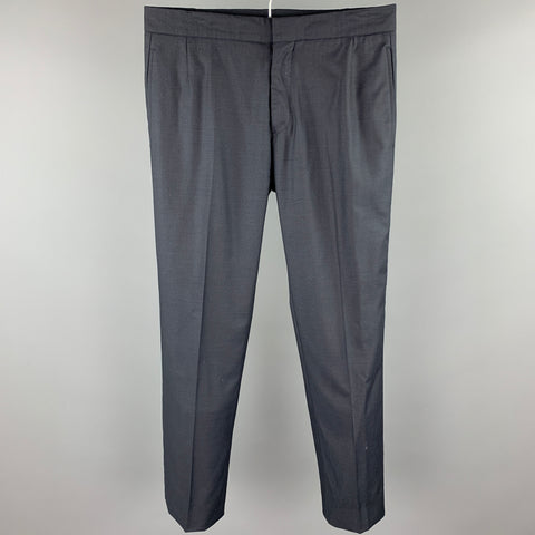 GIANFRANCO FERRE Size 32 Navy Houndstooth Virgin Wool Pleated Dress Pants