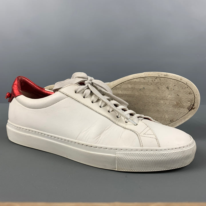 GIVENCHY Size 7 White Red Leather Low Top Sneakers