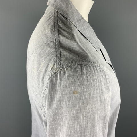 YVES SAINT LAURENT Size 44 Grey Window Pane Cotton Light Weight Sport Coat