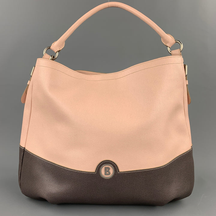 BEVINI Pink & Purple Color Block Leather Tote Handbag