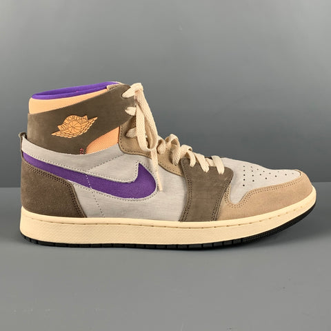 NIKE Talla 12 Zapatillas altas de ante con bloques de color blanco y multicolor