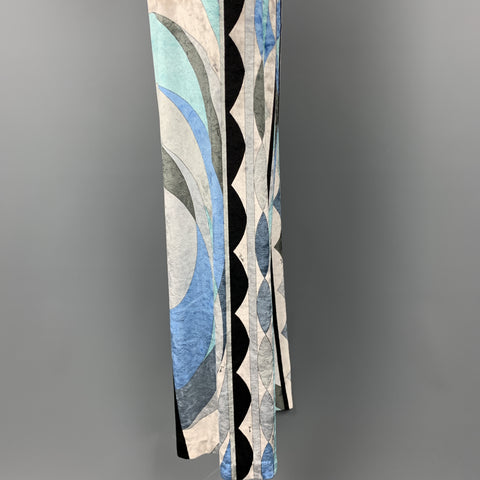 EMILIO PUCCI Size 6 Blue & Gray Print Velour Pants