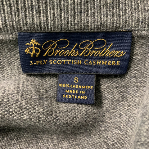 BROOKS BROTHERS Size S Grey Knitted Cashmere V-Neck Vest