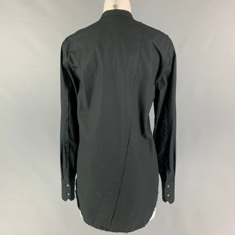 NOSTRASANTISSIMA Size 6 Black Cotton Ruffled Tunic Blouse