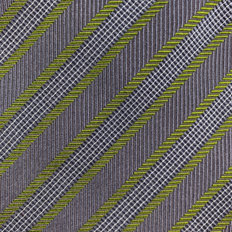 LUCIANO BARBERA Navy Green Diagonal Stripe Silk Tie