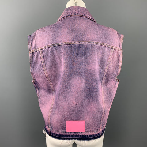 MSGM Size 4 Pink & Indigo Dyed Denim Oversized Vest