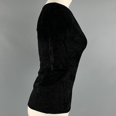 HELMUT LANG Taille S Haut décontracté à manches courtes en polyamide viscose noir