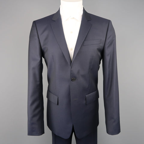 Traje corto GIVENCHY 40 de lana azul marino con solapa de pico