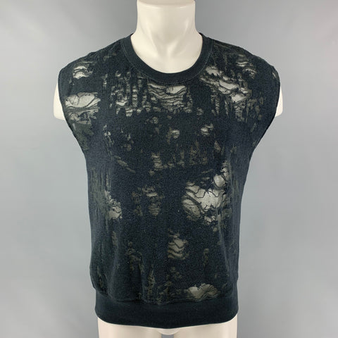 IRO Nuala Size M Slate Distressed Cotton Blend Sleeveless Pullover