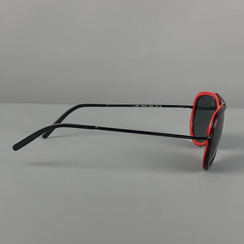 BURBERRY Black Red Acetate Aviator Sunglasses