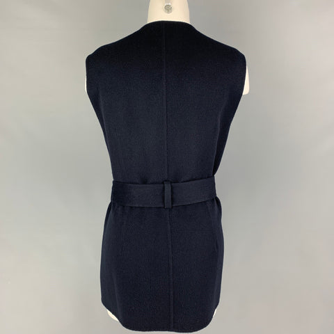 HERMES by Margiela FW 2000 Size 10 Navy Blue Cashmere Belted Cape Vest Jacket