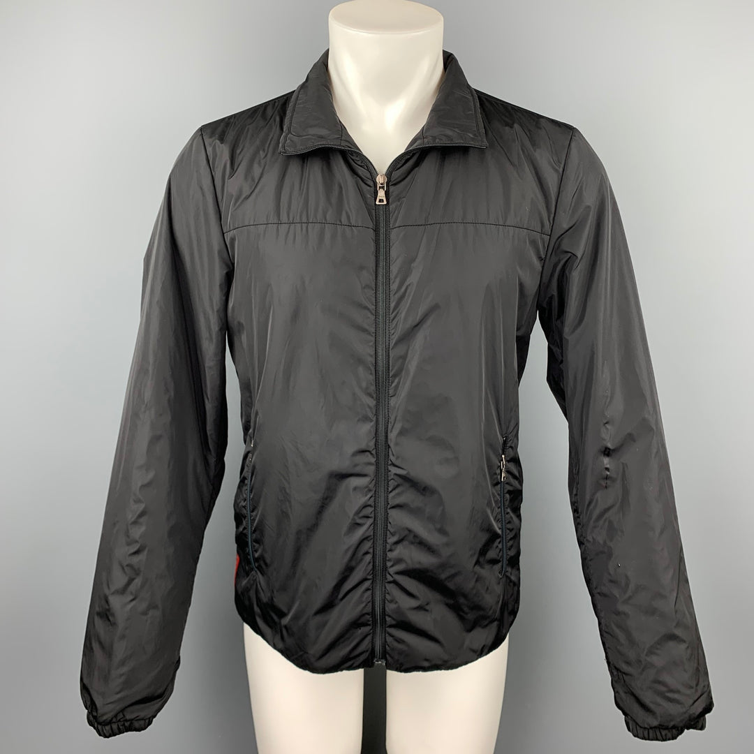 PRADA Size M Black Nylon Zip Up Jacket