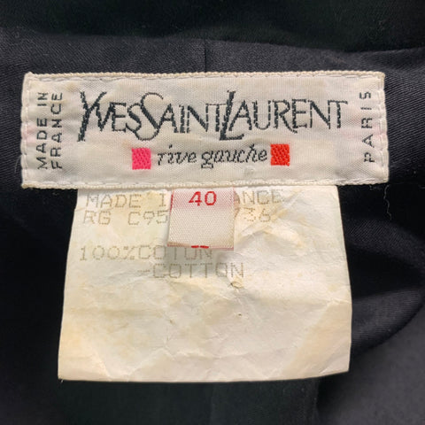 YVES SAINT LAURENT RIVE GAUCHE Size 8 Black Cotton Ribbon Jacket Blazer