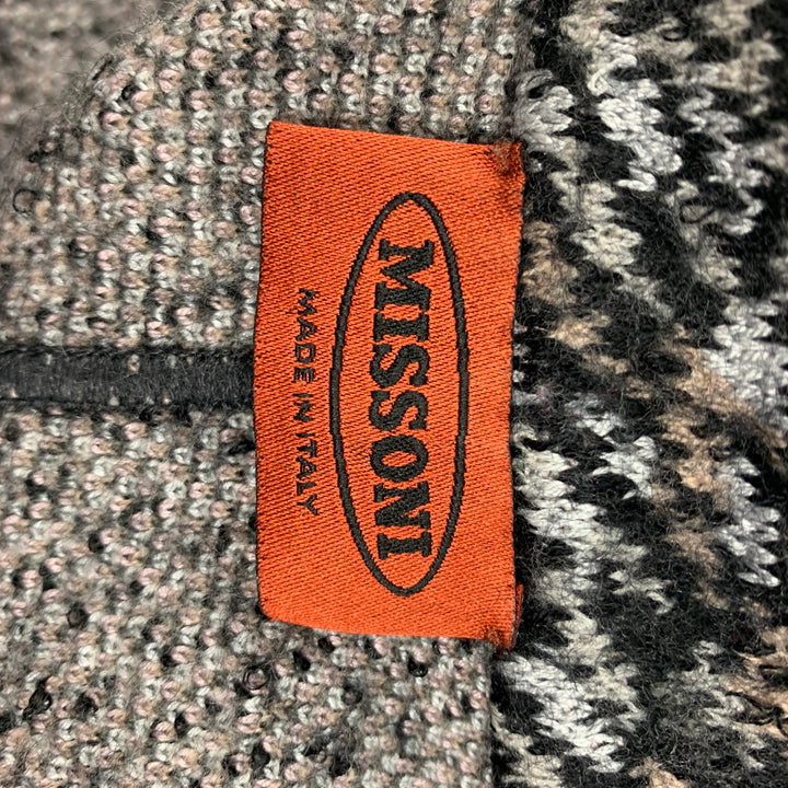 MISSONI Size 4 Charcoal & Silver Knitted Wool Blend Jacket