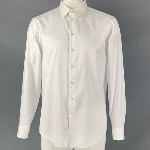 ARMANI COLLEZIONI Size XL White Cotton Button Up Long Sleeve Shirt