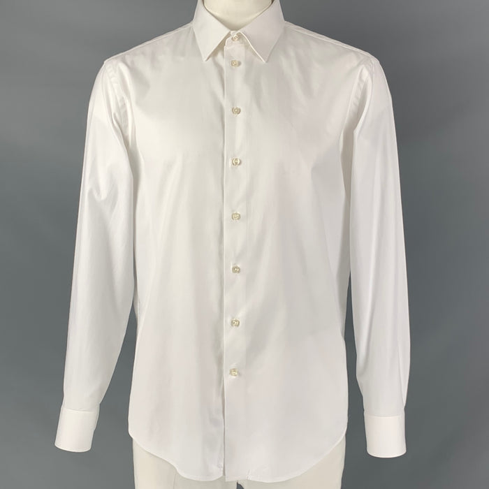 ARMANI COLLEZIONI Size XL White Cotton Button Up Long Sleeve Shirt