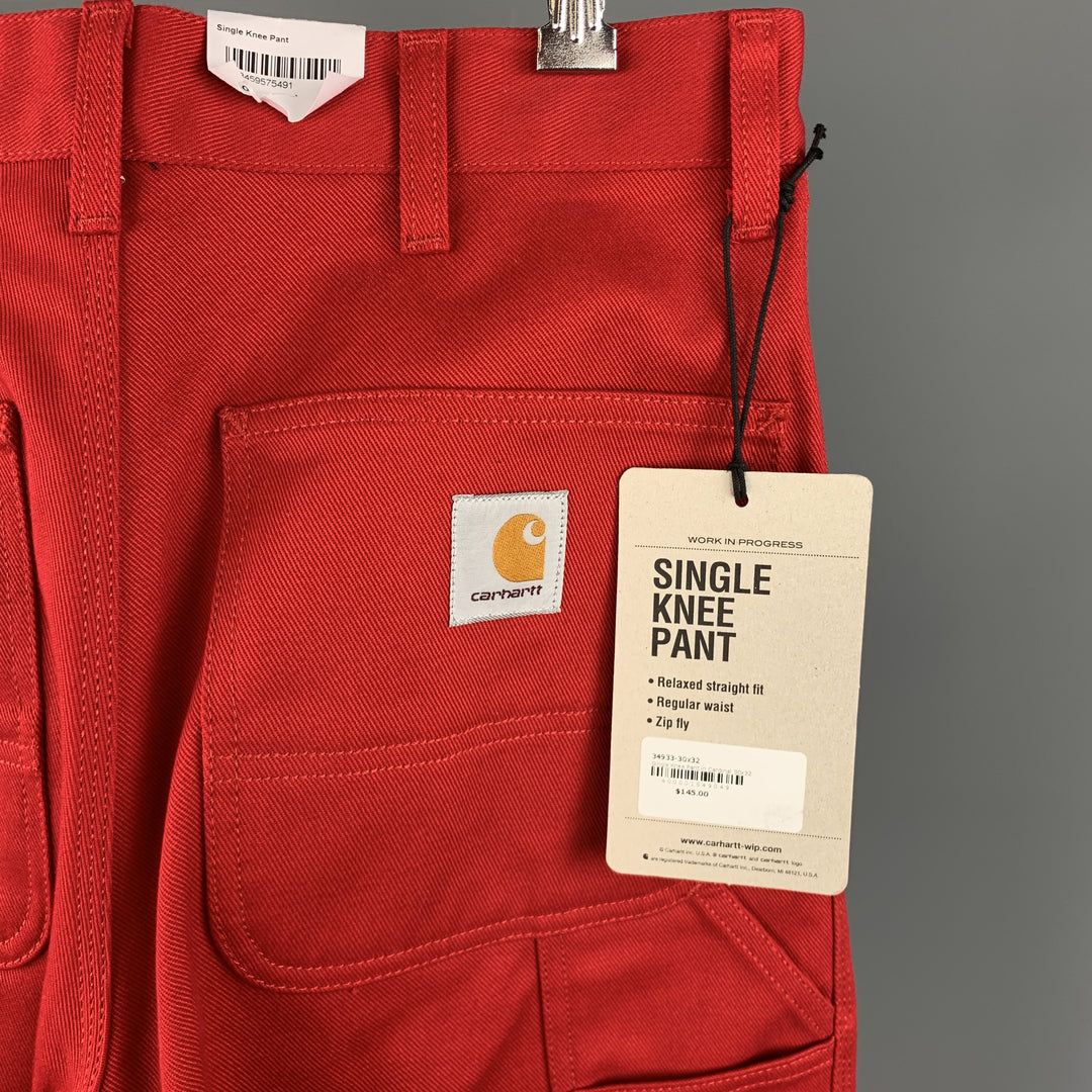 CARHARTT Size 30 Red Solid Cotton Zip Fly Casual Pants