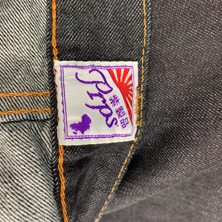 PRPS Size 26 Indigo Cotton Straight Button Fly Jeans