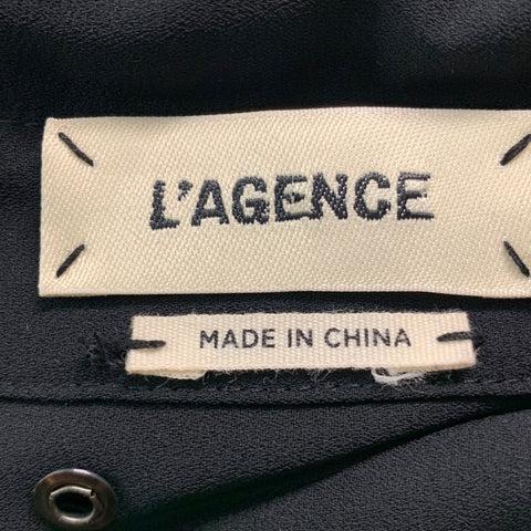 L'AGENCE Size S Black Polyester Grommets Patch Pockets Shirt