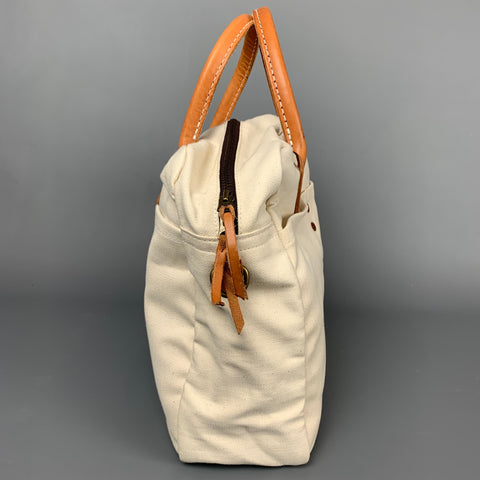 HERITAGE Sac fourre-tout en cuir et toile naturelle et beige