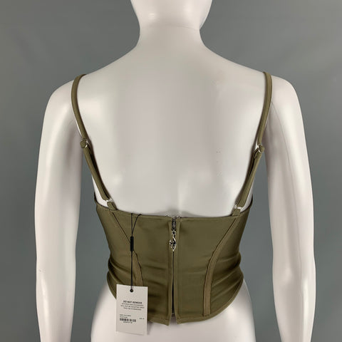 MIAOU Size XS Green Sage Polyester Blend Corset Casual Top