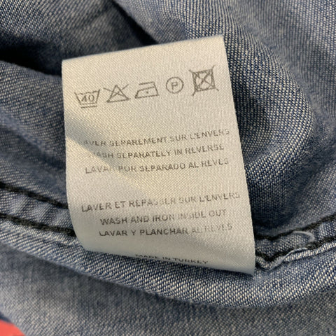 SANDRO Size XL Indigo Solid Cotton Western Long Sleeve Shirt