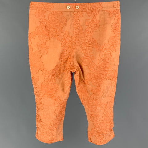 ANN DEMEULEMEESTER Size 33 Orange Embroidery Cotton Blend Casual Pants