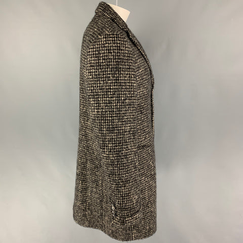 JOHN VARVATOS Limited Edition Size 42 Black Cream Checkered Single Breasted Coat