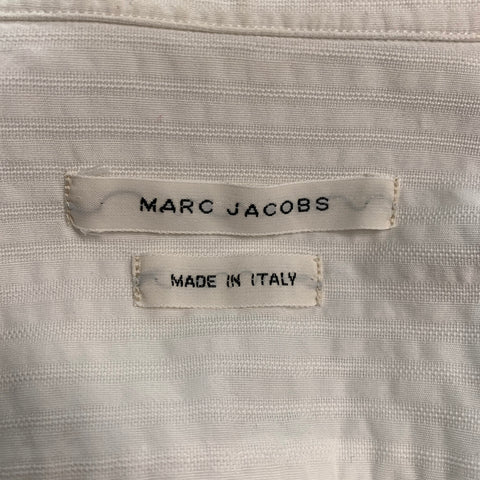 MARC JACOBS Size M White Seersucker Cotton Snaps Long Sleeve Shirt