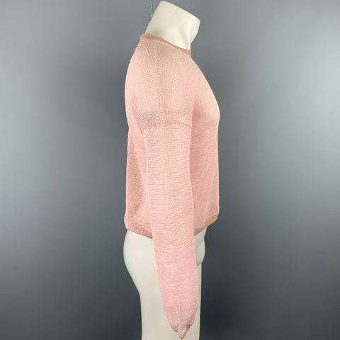 JIL SANDER Size M Pink Mesh Paper Crew-Neck Pullover