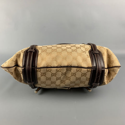 GUCCI Beige & Brown Monogram Canvas Leather Hobo 85th Anniversary Handbag