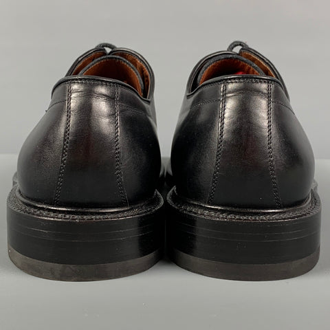 BATTISTONI Size 10.5 Black Leather Lace Up Shoes