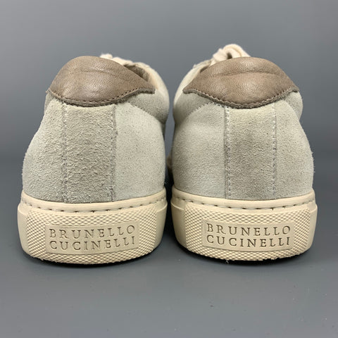 BRUNELLO CUCINELLI Size 7.5 Sea Foam Suede Sneakers