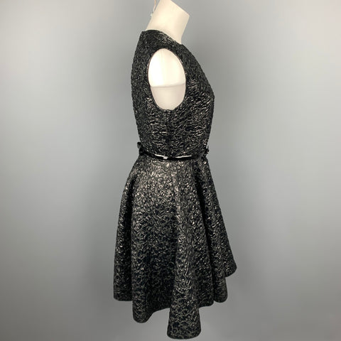 GIAMBATTISTA VALLI Size 6 Black Brocade Polyamide Blend A-Line Dress
